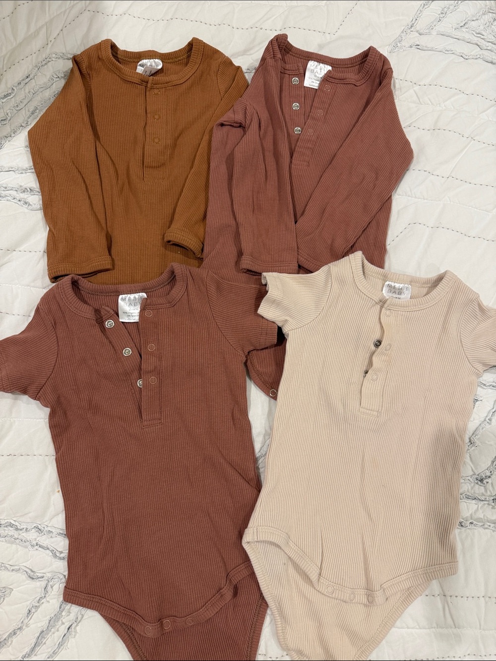 MEBIE BABY 4 BODYSUIT BUNDLE ORGANIC COTTON